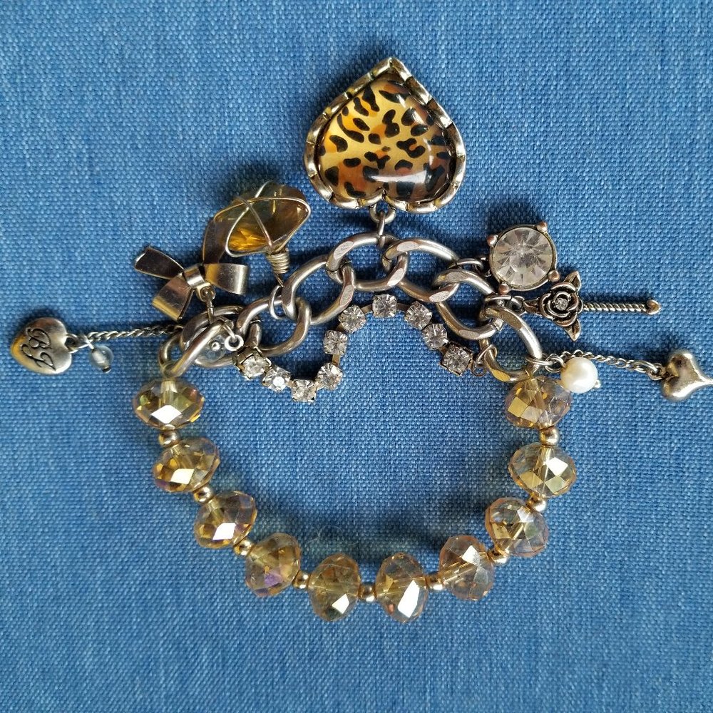 💛Betsey Leopard Cat Cheetah Animal Print Heart Charm Bracelet - EPC💛 - Picture 5 of 9